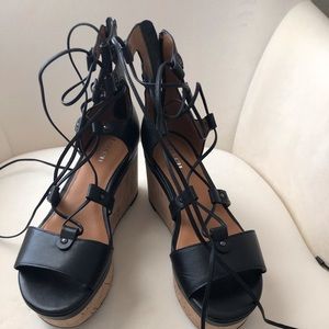 Coach gladiator wedge sandal black sz 7